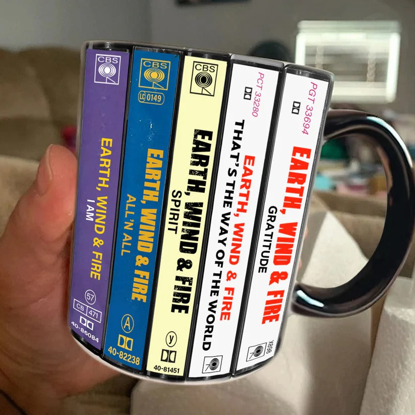 Retro Earth, Wind & Fire Cassette Accent Mug for Music Lovers GradoCreations