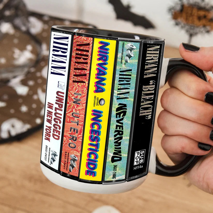 Nirvana Cassette Collection Ceramic Accent Mug for Music Lovers GradoCreations