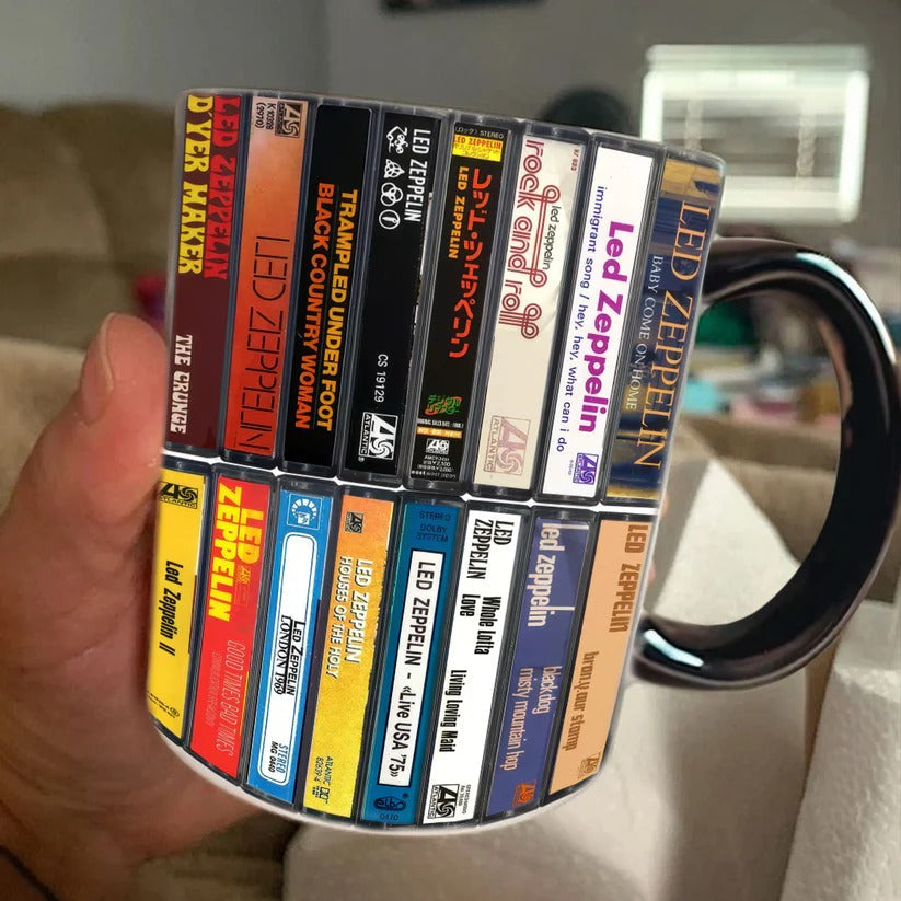 Retro Led Zeppelin Cassette Accent Mug Ceramic Drinkware Gift GradoCreations