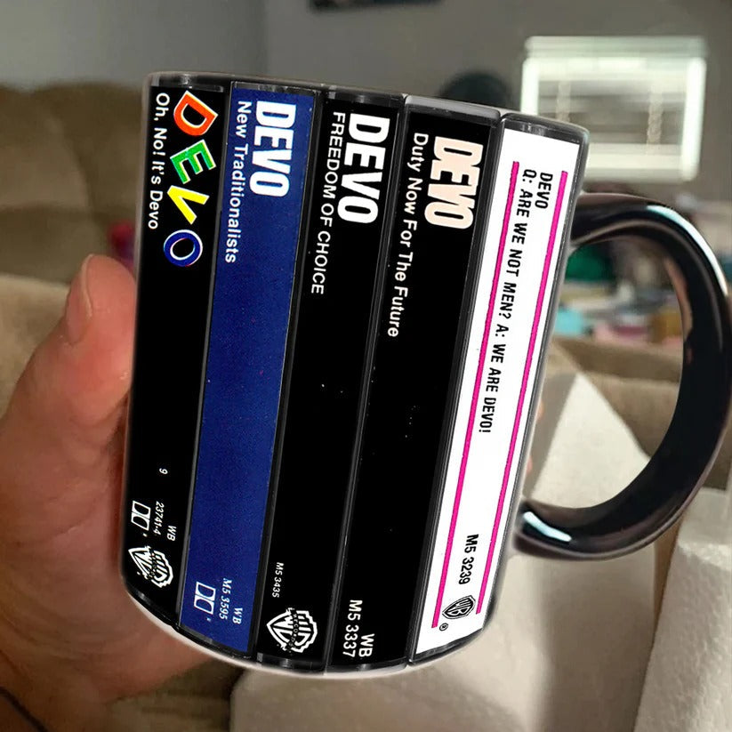 Retro Devo Albums Cassette Accent Mug for Music Lovers GradoCreations