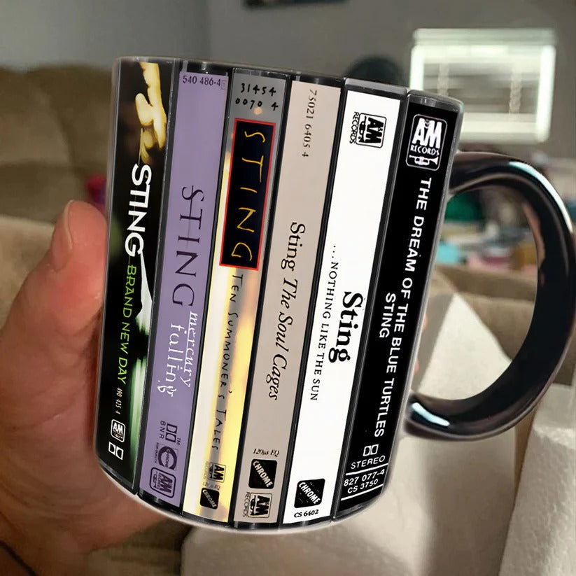 Sting Cassette Collection Ceramic Accent Mug Retro Music Gift GradoCreations