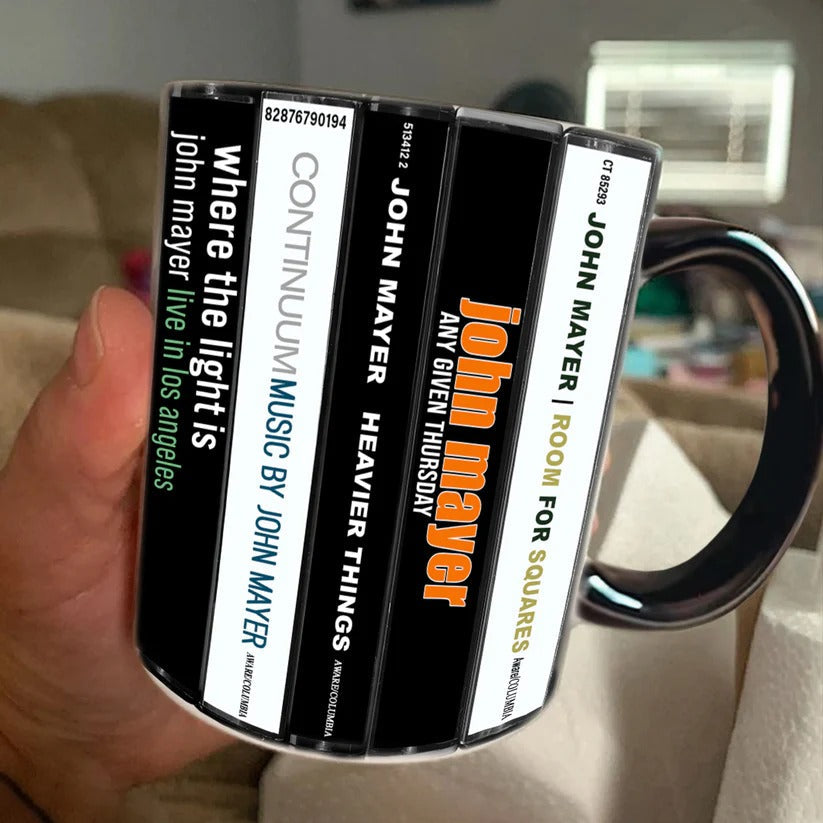 John Mayer Cassette Collection Ceramic Accent Mug | Gift for Music Lovers GradoCreations