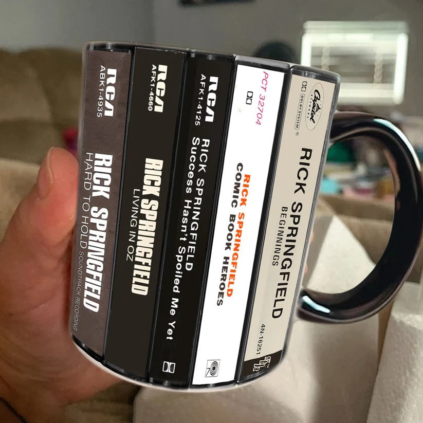 Retro Rick Springfield Cassette Accent Mug Ceramic Gift GradoCreations