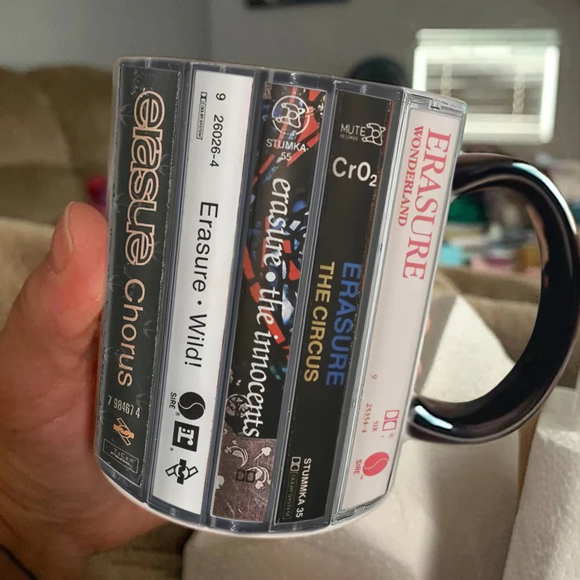 Retro Erasure Albums Cassette Accent Mug Ceramic Drinkware Gift GradoCreations