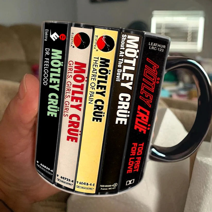 Motley Crue Cassette Retro Accent Mug Ceramic Drinkware Gift GradoCreations
