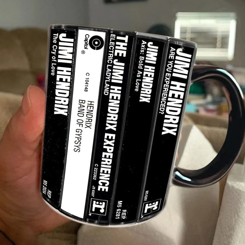 Retro Jimi Hendrix Cassette Accent Mug | Ceramic Drinkware Gift GradoCreations