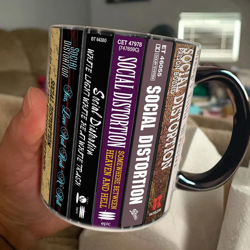Retro Social Distortion Cassette Accent Mug for Music Lovers GradoCreations