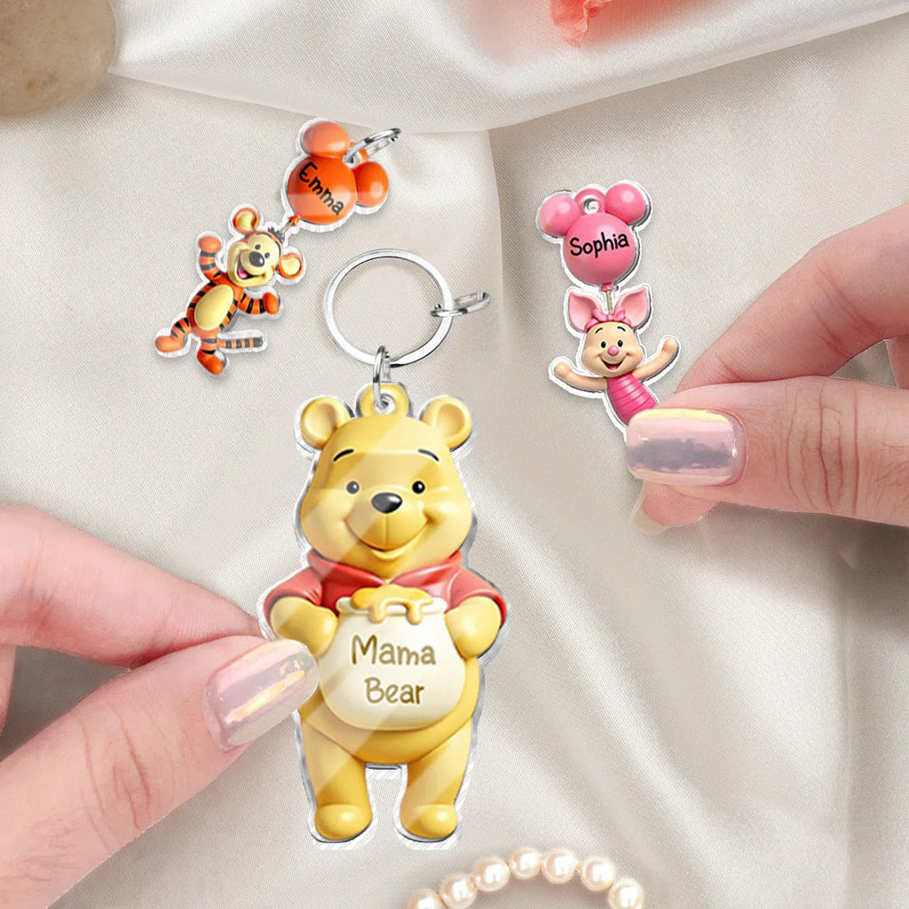 Personalized Mama Bear Mouse Keychain with Charms Gift for Mom GradoCreations