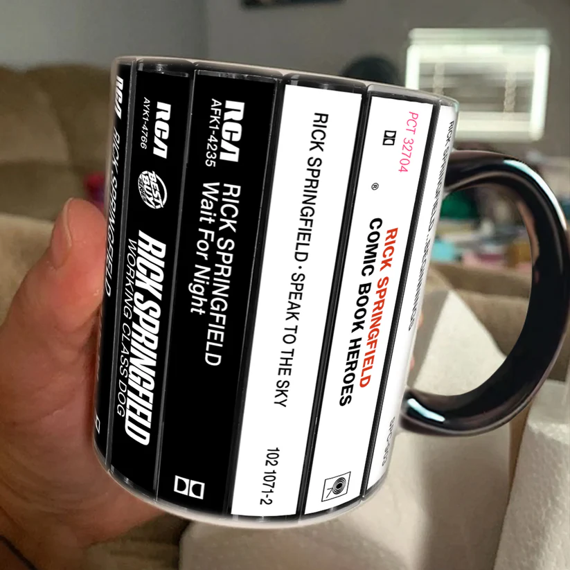 Retro Rick Springfield Cassette Accent Mug Ceramic Gift GradoCreations