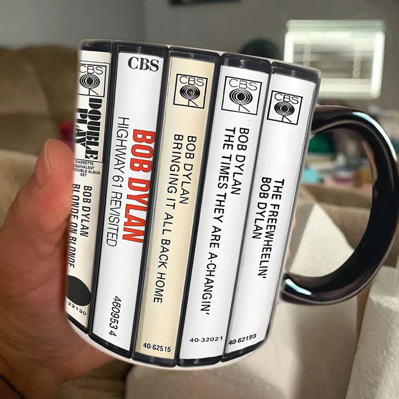 Bob Dylan Cassette Accent Mug Ceramic Drinkware for Music Lovers GradoCreations