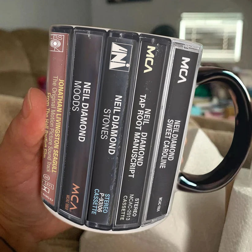 Neil Diamond Cassette Retro Accent Mug Unique Gift for Music Lovers GradoCreations