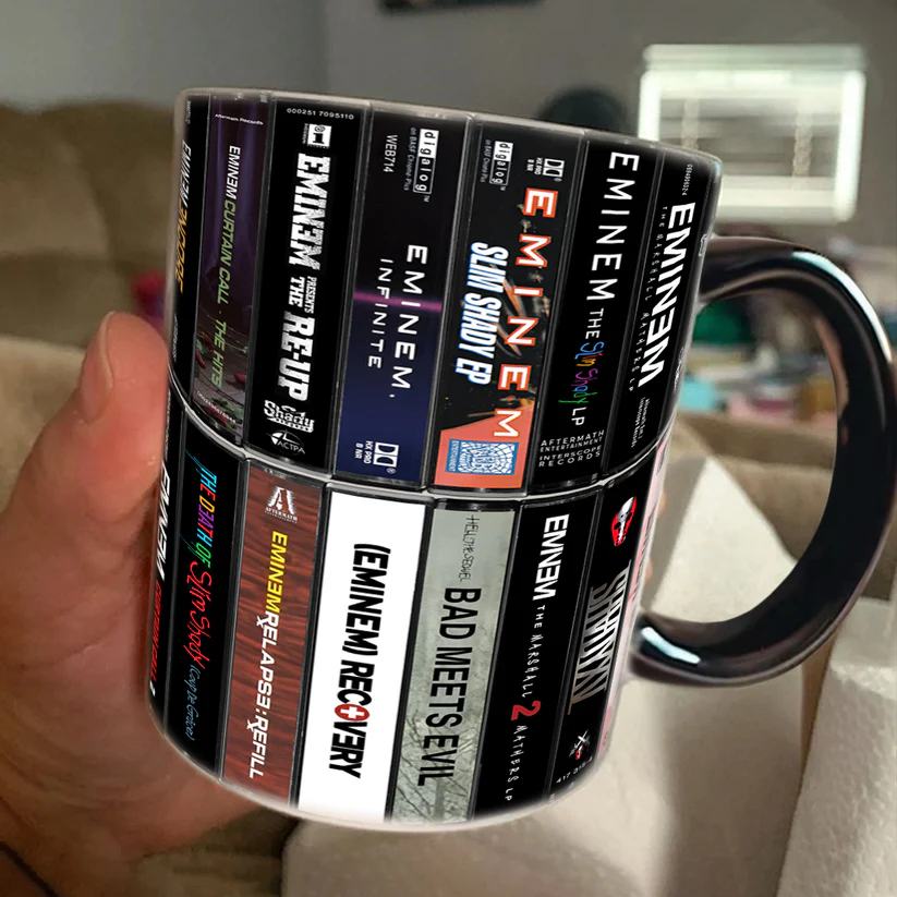 Eminem Albums Cassette Accent Mug Retro Ceramic Drinkware GradoCreations