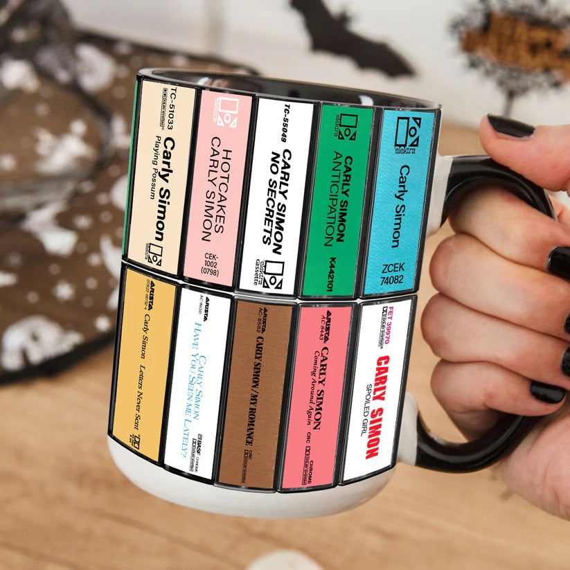 Ceramic Accent Mug Retro Carly Simon Cassette Collection Gift GradoCreations