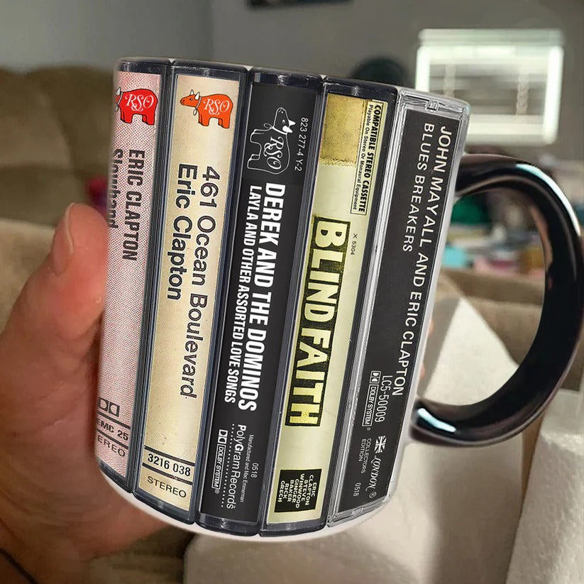 Eric Clapton Cassette Mug Retro Drinkware Gift for Music Lovers GradoCreations