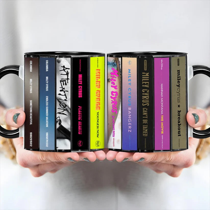 Miley Cyrus Cassette Collection Retro Accent Mug | Gift for Music Lovers GradoCreations