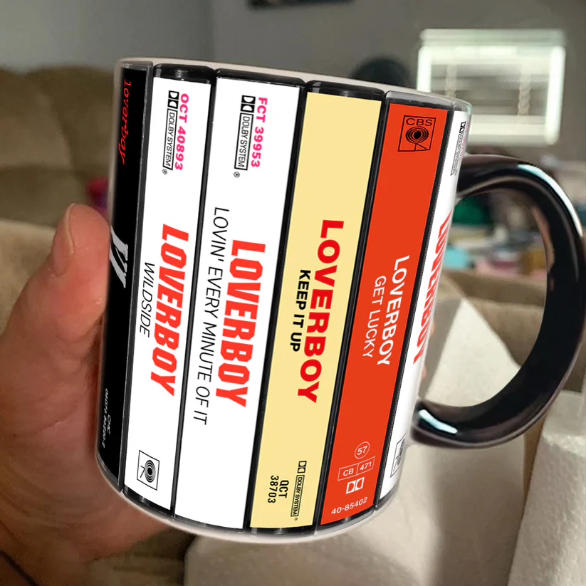 Retro Loverboy Cassette Accent Mug Ceramic Gift for Music Lovers GradoCreations
