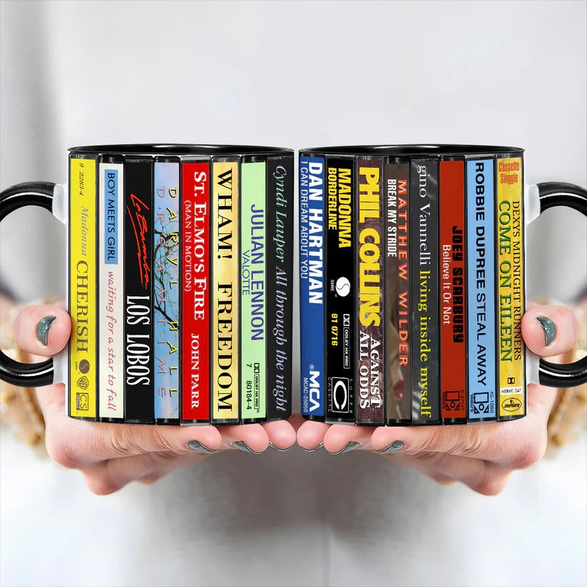 Retro 80s Pop Music Accent Mug Ceramic Custom Drinkware Gift GradoCreations