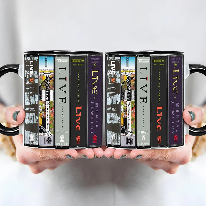 Retro Live Albums Cassette Accent Mug Ceramic Drinkware Gift GradoCreations