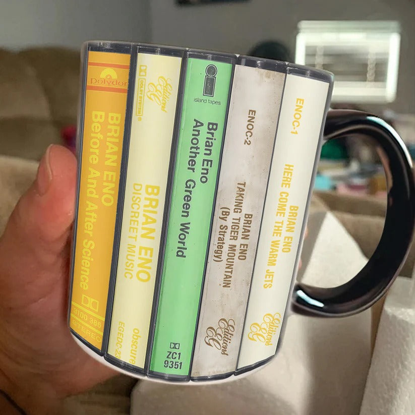 Retro Brian Eno Cassette Accent Mug Ceramic Gift for Music Lovers GradoCreations
