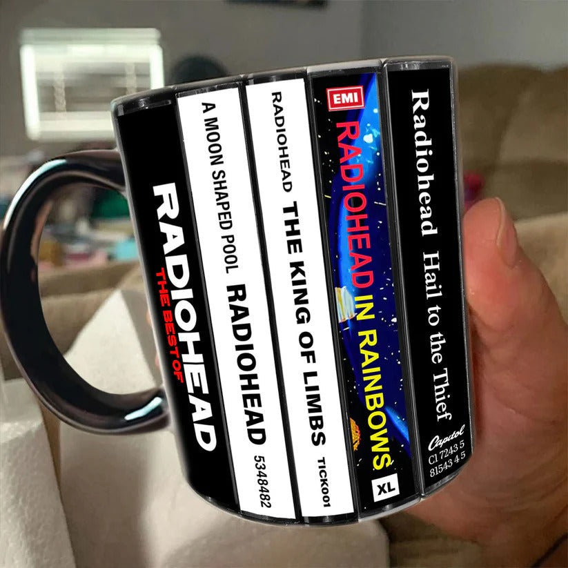 Retro Radiohead Cassette Accent Mug Unique Gift for Music Lovers GradoCreations