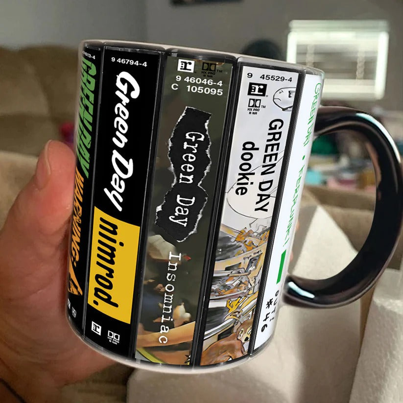 Green Day Cassette Collection Accent Mug for Music Lovers GradoCreations