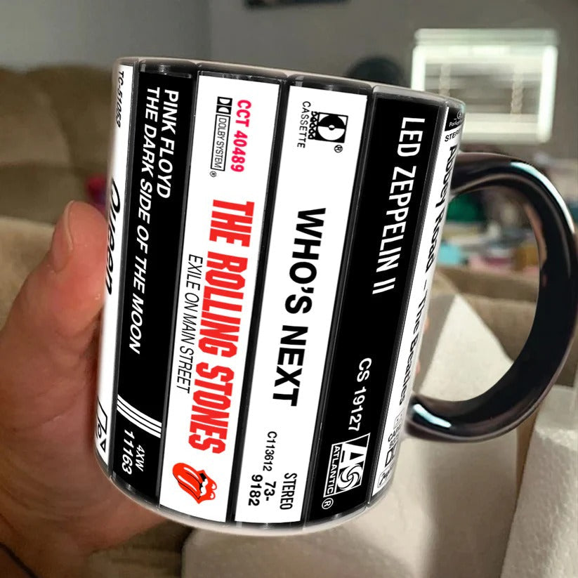 Retro Classic Rock Band Cassette Mug Ceramic Drinkware Gift GradoCreations