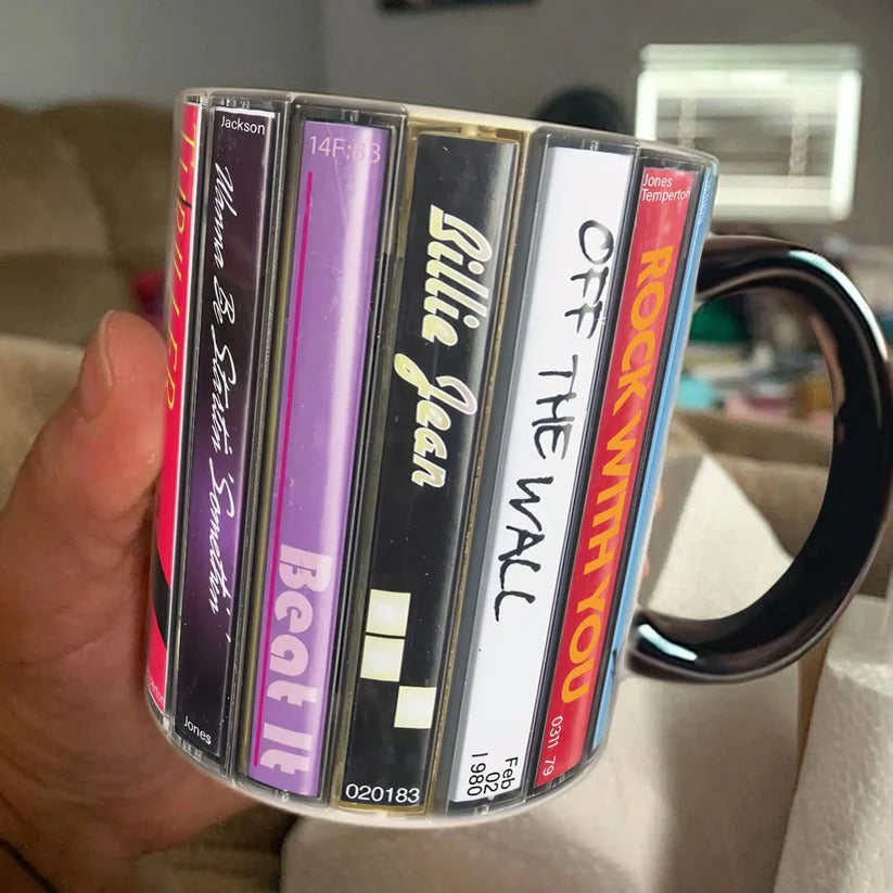 Retro Music Cassette Accent Mug Ceramic Gift for Music Lovers GradoCreations