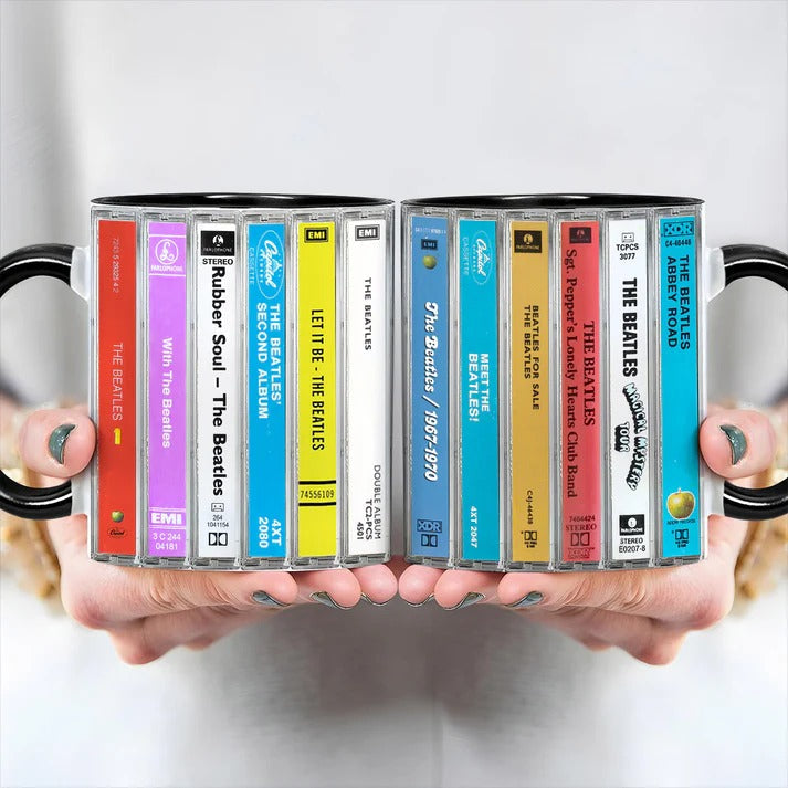 The Beatles Accent Mug with Cassette Album Designs for Music Lovers GradoCreations