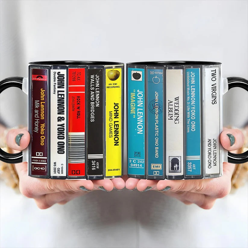 Retro John Lennon Music Cassette Accent Mug Gift for Music Lovers GradoCreations