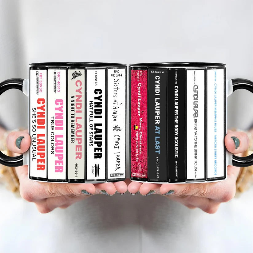 Cyndi Lauper Cassette Accent Mug Retro Drinkware Gift GradoCreations