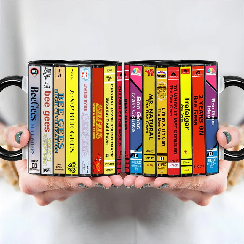 Bee Gees Cassette Collection Accent Mug Ceramic Drinkware GradoCreations
