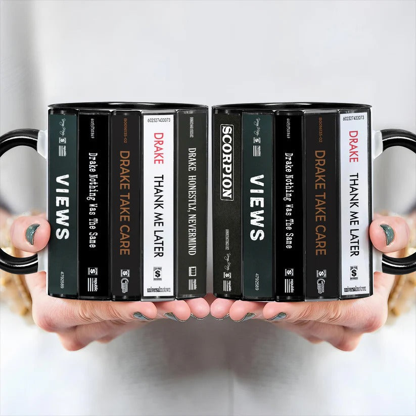 Retro Drake Albums Cassette Accent Mug Ceramic Drinkware GradoCreations