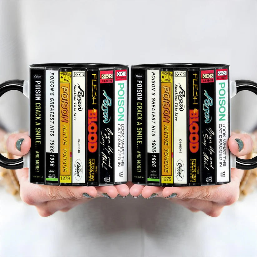 Retro Poison Albums Cassette Accent Mug Gift for Music Lovers GradoCreations