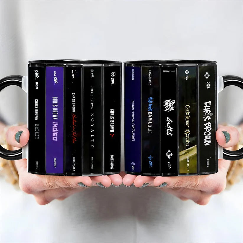 Chris Brown Cassette Collection Retro Accent Mug Gift for Music Lovers GradoCreations