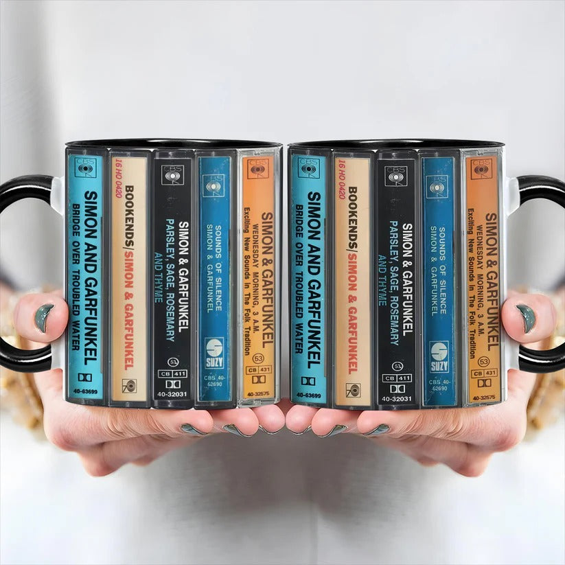 Simon & Garfunkel Retro Cassette Accent Mug Gift for Music Lovers GradoCreations