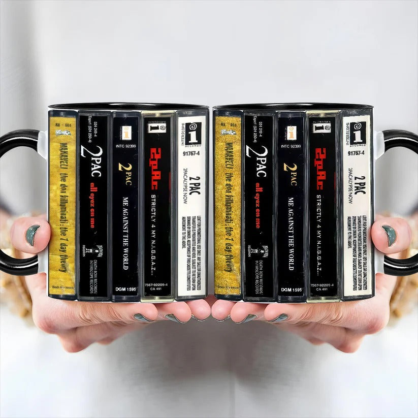 Retro Tupac Cassette Collection Accent Mug Custom Gift Idea GradoCreations