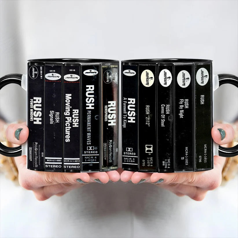 Retro Rush Albums Cassette Accent Mug Gift for Music Lovers GradoCreations