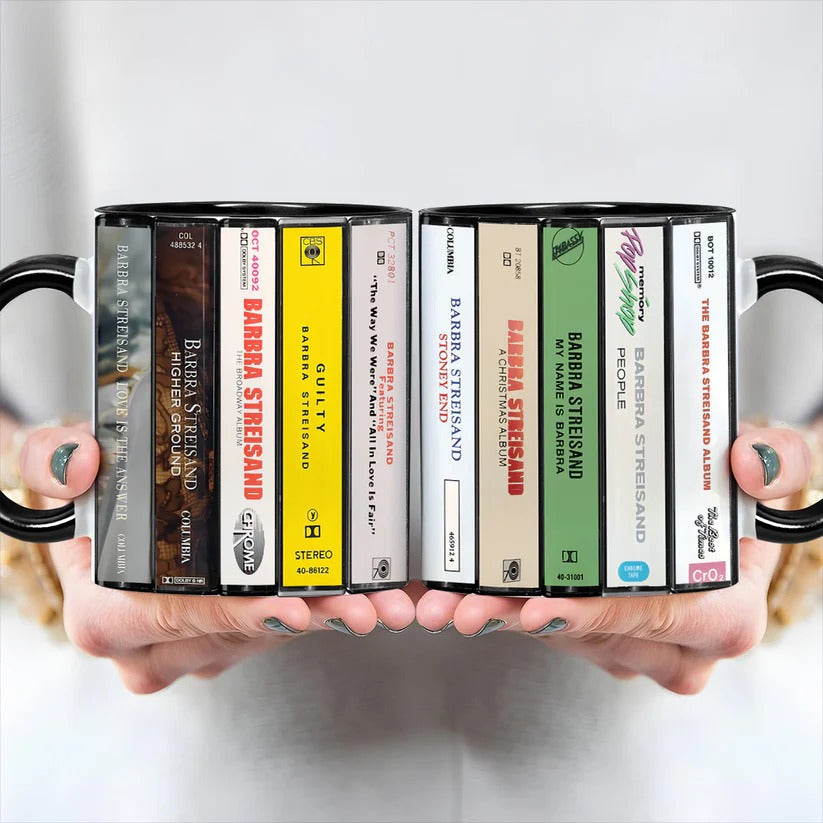 Barbra Streisand Retro Cassette Accent Mug for Music Lovers GradoCreations