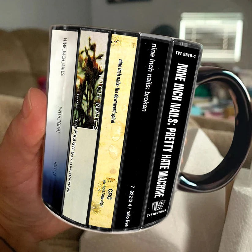 Retro Cassette Accent Mug NIN Albums for Music Lovers GradoCreations