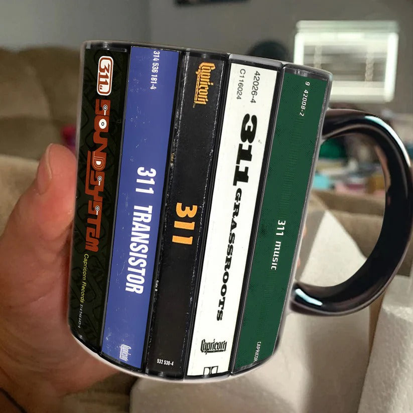 311 Albums Retro Cassette Accent Mug Ceramic Gift for Music Lovers GradoCreations