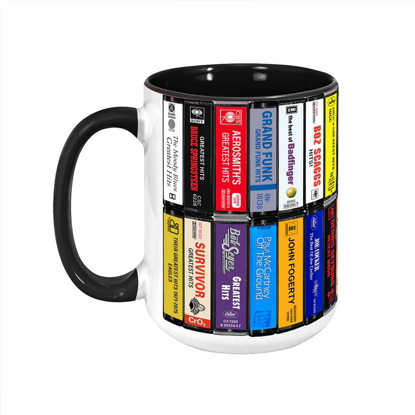 70s & 80s Rock Cassette Collection Accent Mug Ceramic Gift GradoCreations