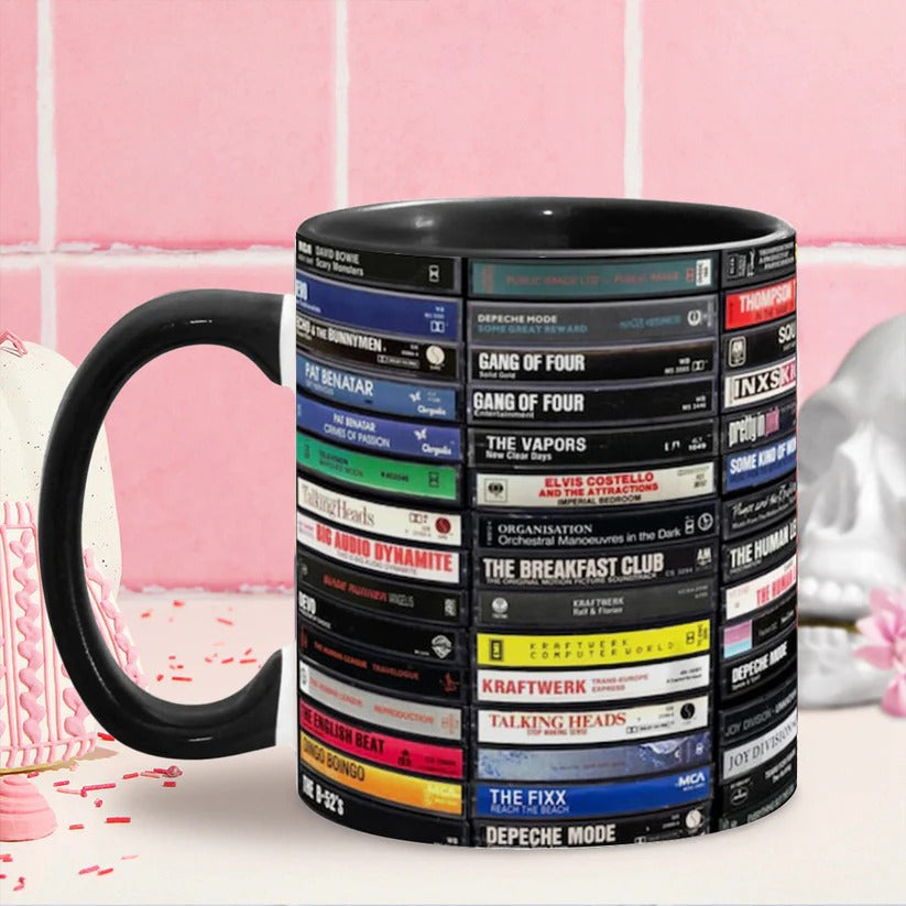 Classic Music Accent Mug with Cassette Design for Music Lovers GradoCreations