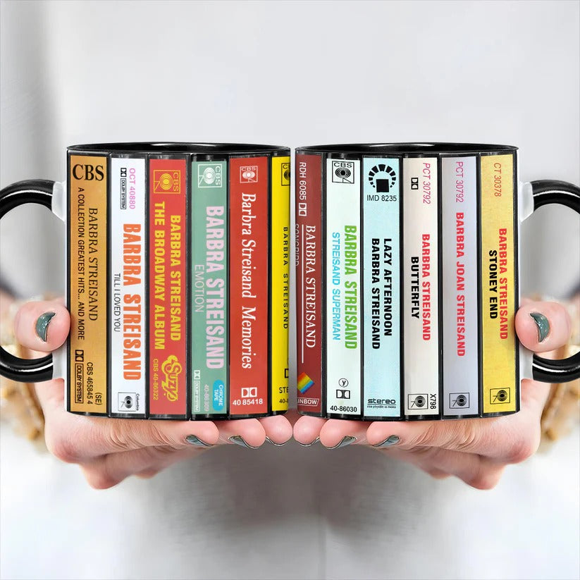 Barbra Streisand Cassette Accent Mug Retro Gift for Music Lovers GradoCreations