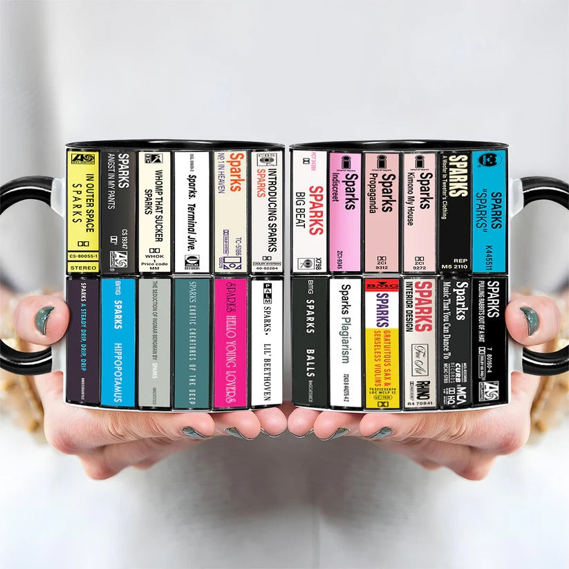 Retro Cassette Collection Accent Mug Ceramic Drinkware Gift GradoCreations