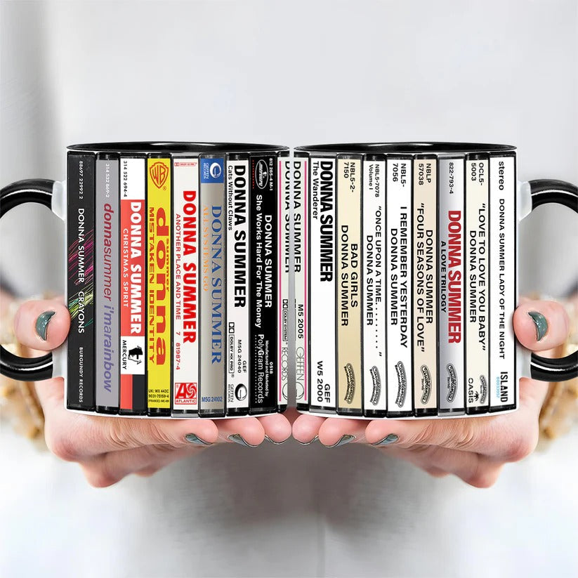 Retro Donna Summer Cassette Collection Accent Mug | Gift for Music Lovers GradoCreations