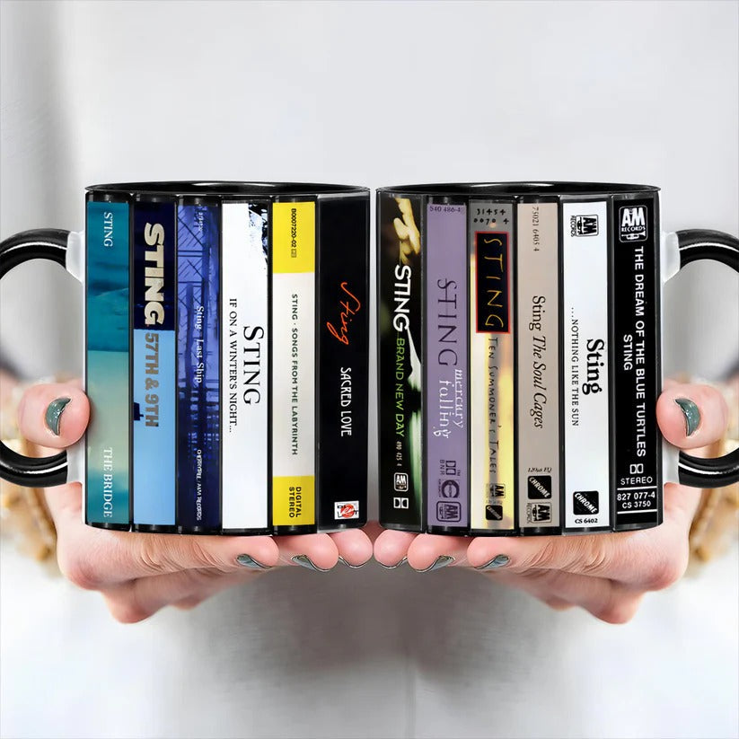 Sting Cassette Collection Ceramic Accent Mug Retro Music Gift GradoCreations