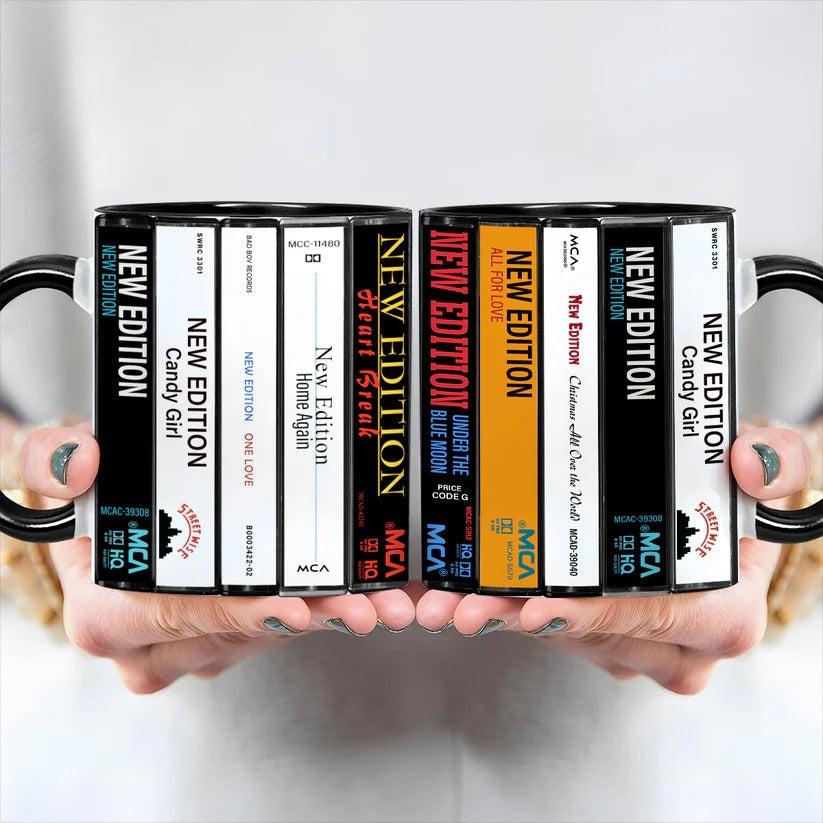 Retro New Edition Albums Accent Mug Ceramic Drinkware Gift GradoCreations
