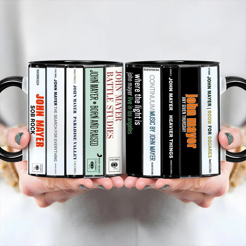 John Mayer Cassette Collection Ceramic Accent Mug | Gift for Music Lovers GradoCreations