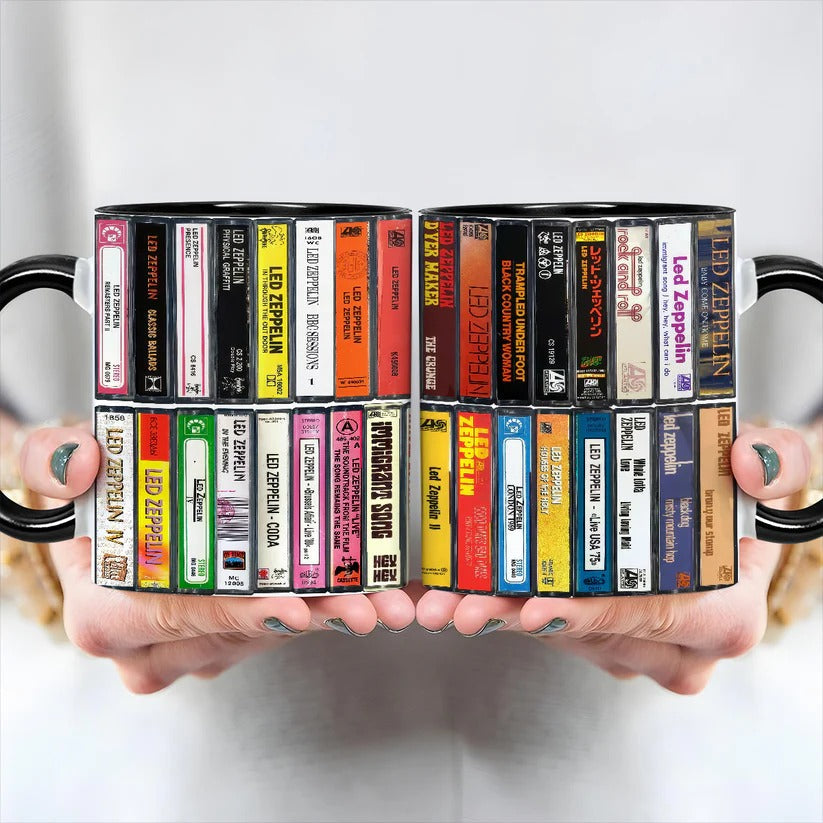 Retro Led Zeppelin Cassette Accent Mug Ceramic Drinkware Gift GradoCreations
