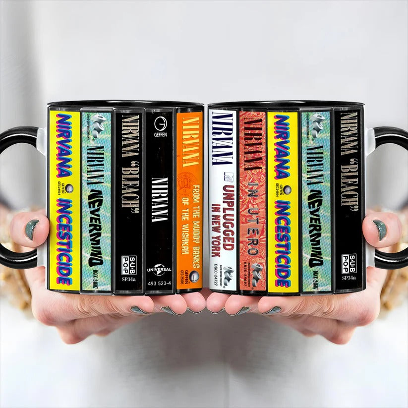 Nirvana Cassette Collection Ceramic Accent Mug for Music Lovers GradoCreations